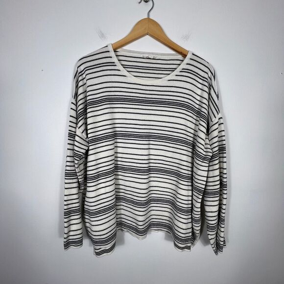 EILEEN FISHER Sweater Womens 1X Organic Cotton Stripe Classic Sustainable - Picture 1 of 15